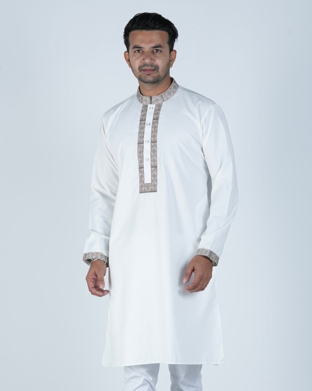 Premium White Panjabi Embroidery