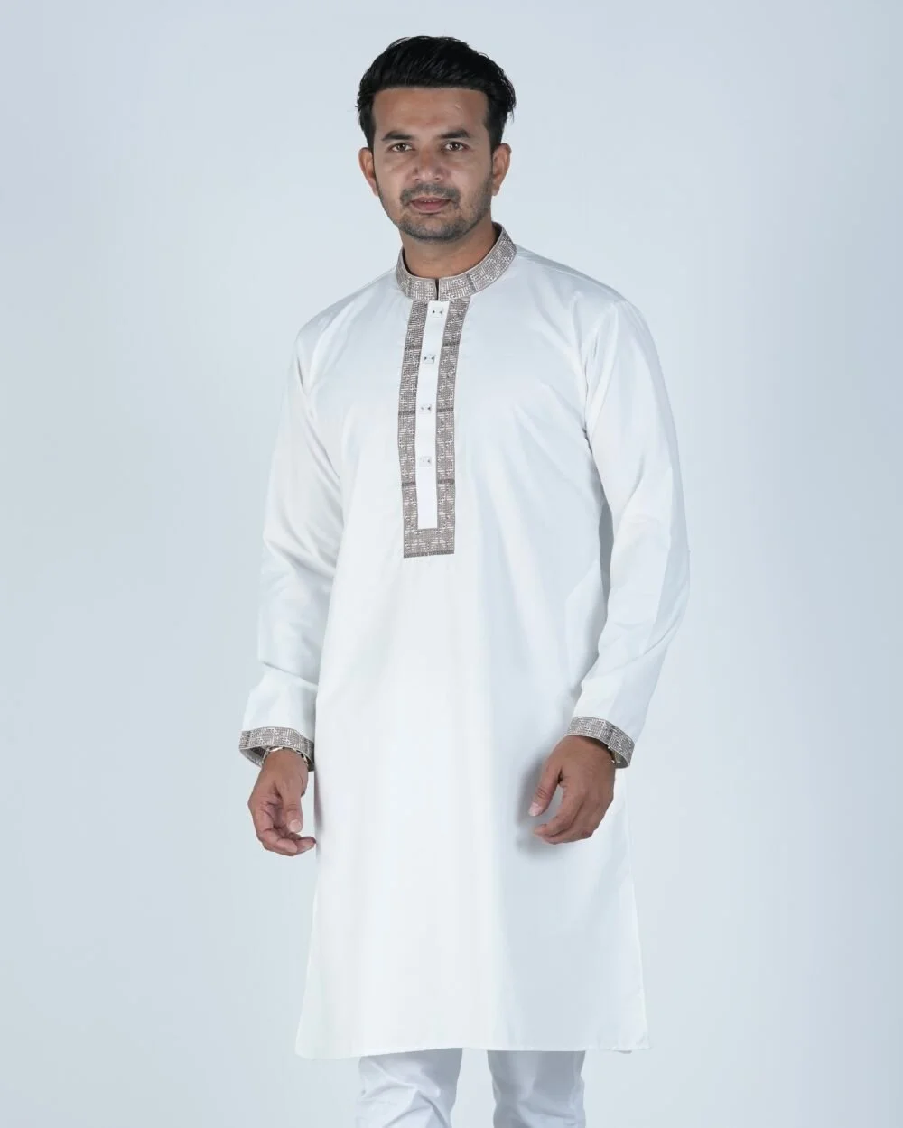 Premium White Panjabi Embroidery