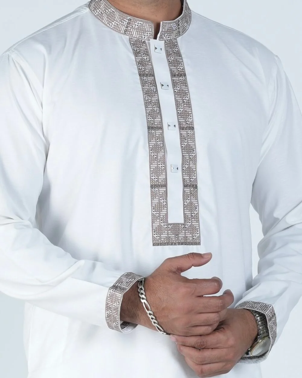 Premium White Panjabi Embroidery
